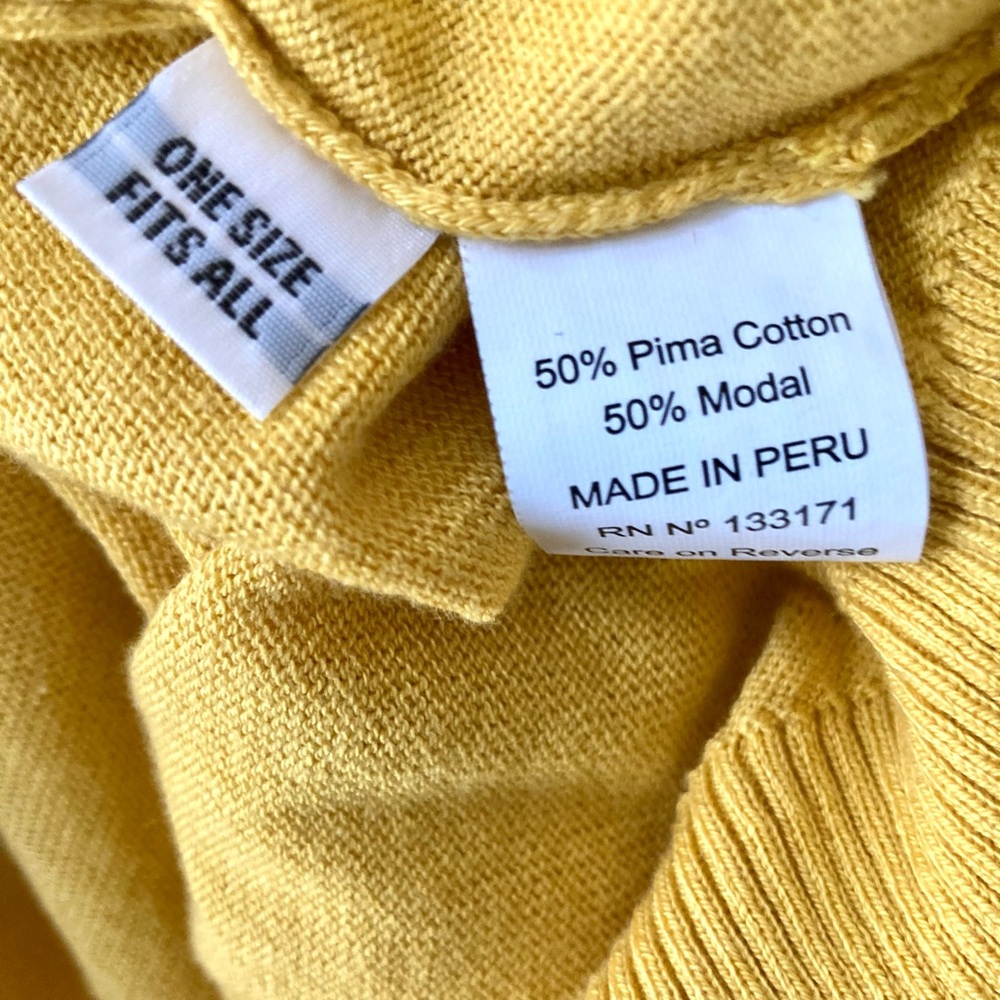 PLANET by Lauren G "Sizeless" Laser Cut-Out Pima Cotton Sweater – Mustard Yellow - Picture 8 of 9